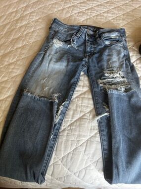 American Eagle Outfitters Distressed Light Blue Ripped Jeans